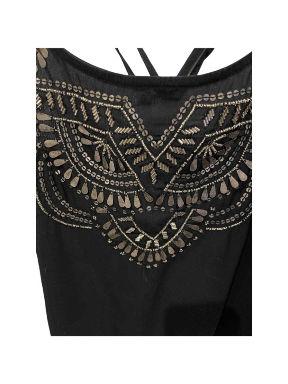 Womens Spaghetti Strap Tank Top Women Sz XS Abercrombie & Fitch Navy Beaded Boho - Picture 4 of 16